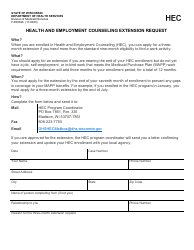 Document preview: Form F-00004A Health and Employment Counseling Extension Request - Wisconsin