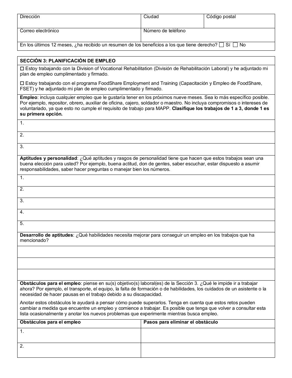 Formulario F-00004S Solicitud Para El Programa De Consejeria Para Salud Y Empleo (Hec) - Wisconsin (Spanish), Page 2