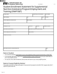Document preview: Form DHS-7868-ENG Student Enrollment Statement for Supplemental Nutrition Assistance Program Employment and Training (Snap E&t) - Minnesota