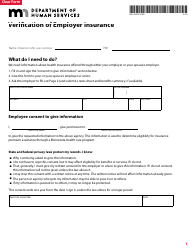 Form DHS-3539C-ENG Verification of Employer Insurance - Minnesota