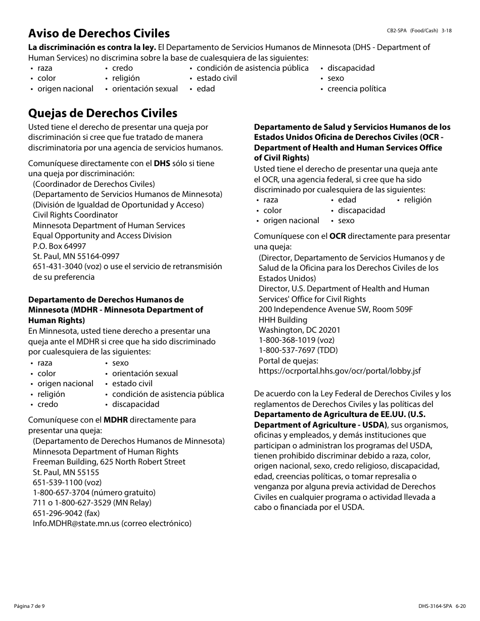 Formulario DHS-3164-SPA Solicitud De Servicios De Retencion De Ingresos Solamente (No IV-D) (Para El Procesamiento De Ordenes Judiciales De Manutencion) - Minnesota (Spanish), Page 7