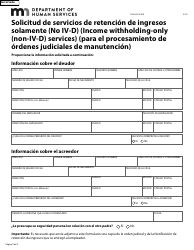 Formulario DHS-3164-SPA Solicitud De Servicios De Retencion De Ingresos Solamente (No IV-D) (Para El Procesamiento De Ordenes Judiciales De Manutencion) - Minnesota (Spanish), Page 9