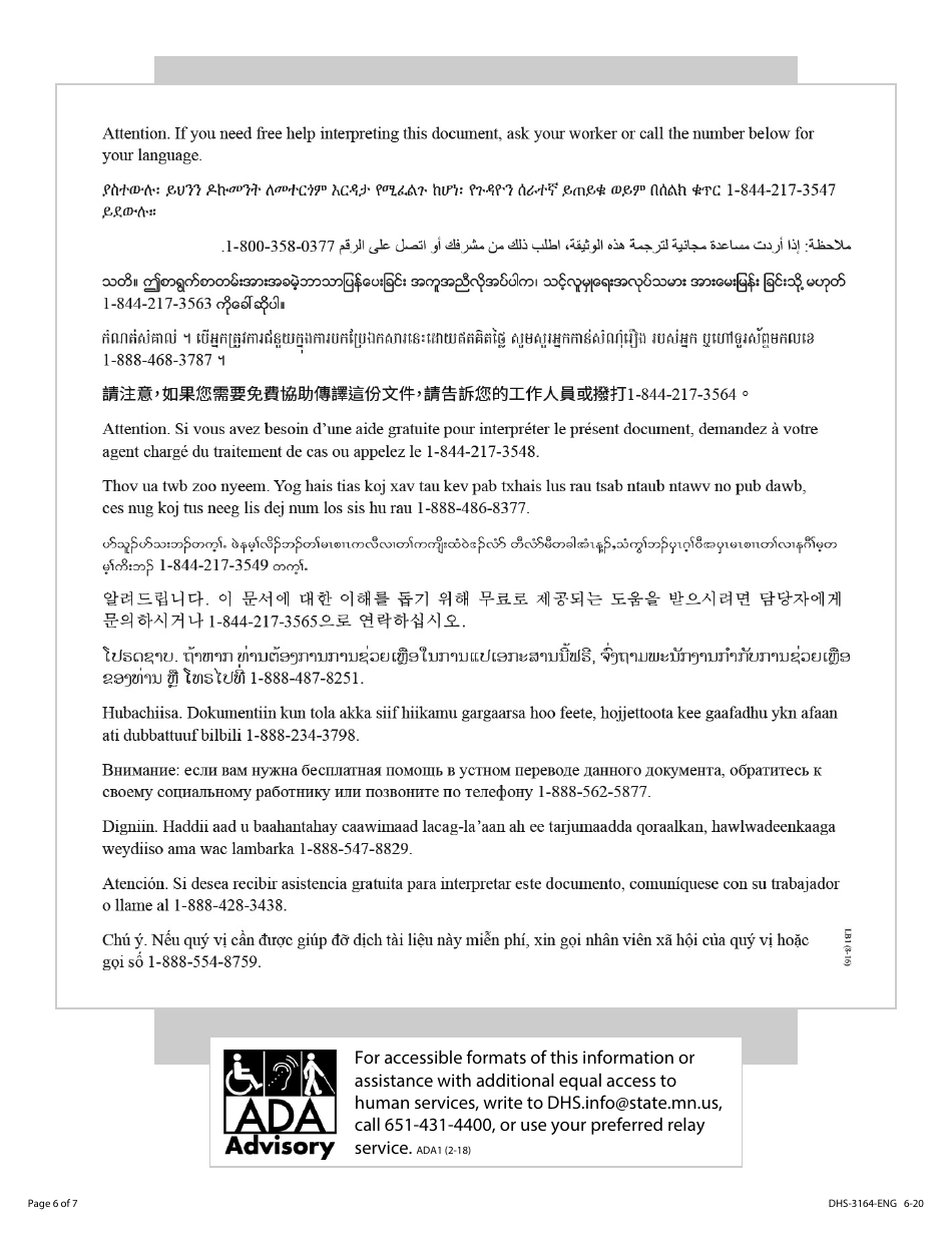 Form DHS-3164-ENG Income Withholding-Only (Non-IV-D) Services Application (For Support Order Processing) - Minnesota, Page 6