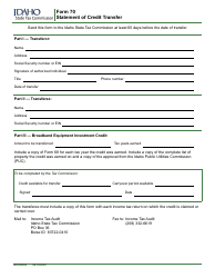 Form 70 (EFO00042) Statement of Credit Transfer - Idaho