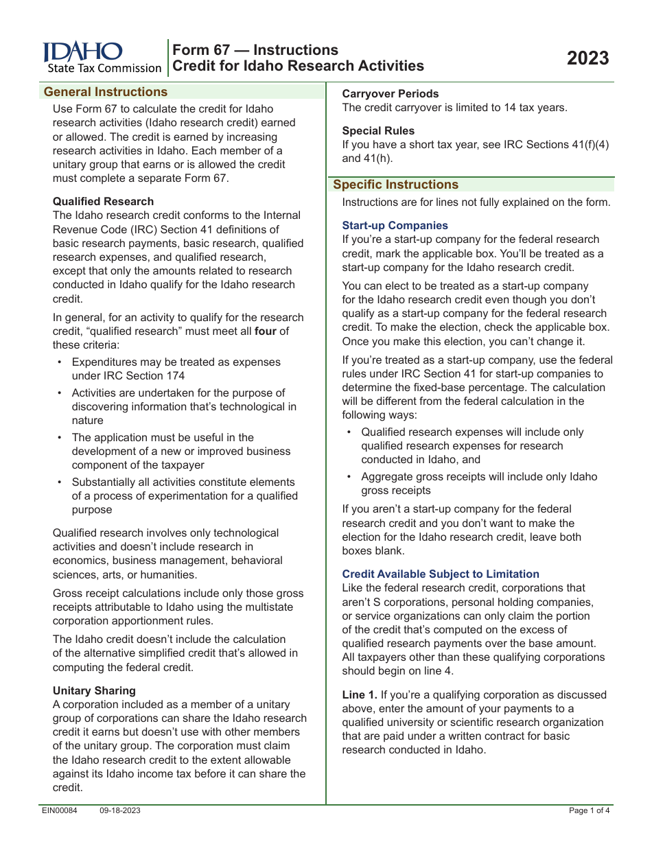 Form 67 (EFO00037) Credit for Idaho Research Activities - Idaho, Page 3
