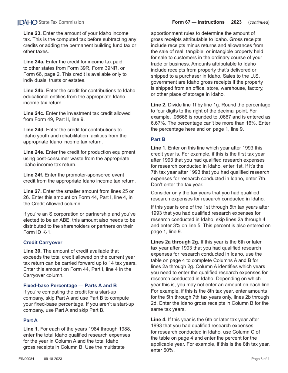 Form 67 (EFO00037) Credit for Idaho Research Activities - Idaho, Page 5