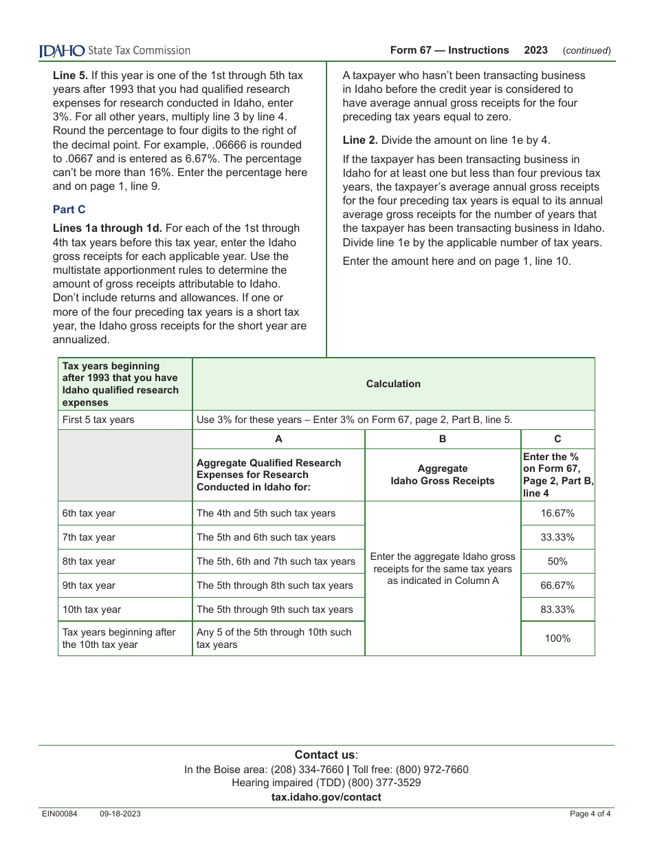 Form 67 (EFO00037) Credit for Idaho Research Activities - Idaho, Page 6