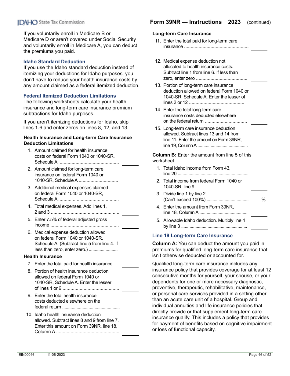 Form 39NR (EFO00087) Download Fillable PDF Or Fill Online Part-Year ...