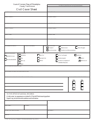 Form 01-101B Civil Cover Sheet and Commerce Program Addendum - Philadelphia County, Pennsylvania