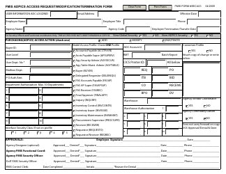 FMIS Form SECU23 FMIS Adpics Access Request/Modification/Termination Form - Maryland