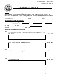 Document preview: Position Specific Attributes Form - Conviction History Program - CITY AND COUNTY OF SAN FRANCISCO, California
