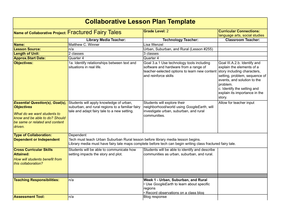 Collaborative Lesson Plan Template - Preview Image