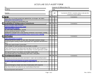 Document preview: Lab Self-audit Form - University of California San Diego