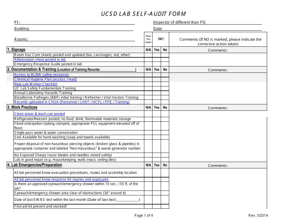 Lab Self-audit Form - University Of California San Diego - Fill Out 