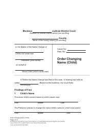 Document preview: Order Changing Name (Child) - Montana