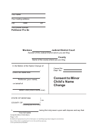 Document preview: Consent to Minor Child's Name Change - Montana