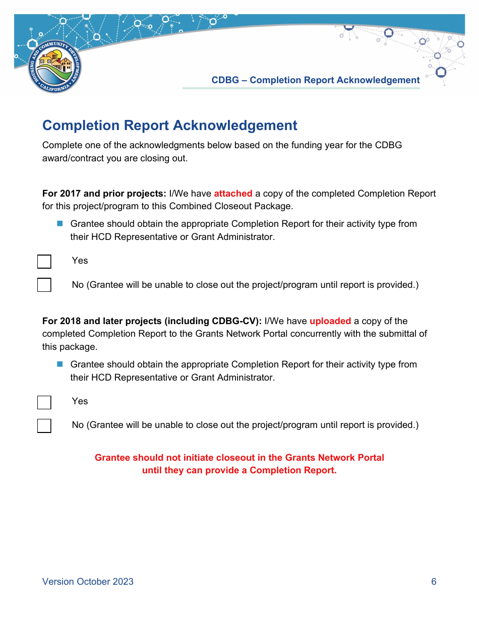 Appendix 12-1 Cdbg Combined Closeout Package - California, Page 6