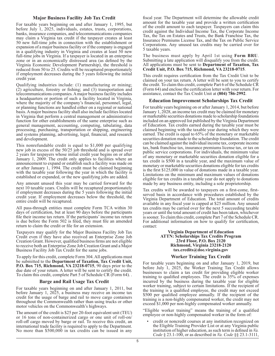 Form 64 Virginia Bank Franchise Tax Return - Virginia, Page 8