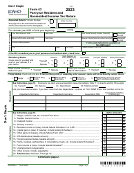 Document preview: Form 43 (EFO00091) Part-Year Resident and Nonresident Income Tax Return - Idaho, 2023