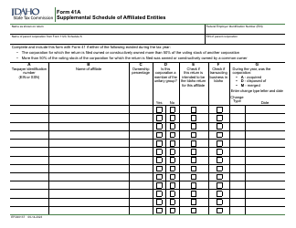 Document preview: Form 41A (EFO00137) Supplemental Schedule of Affiliated Entities - Idaho
