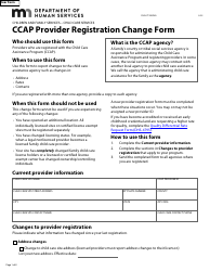 Form DHS-7196-ENG Ccap Provider Registration Change Form - Minnesota