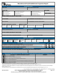 Document preview: DHEC Form 4405 Manufactured Food Establishment Inspection Report - South Carolina