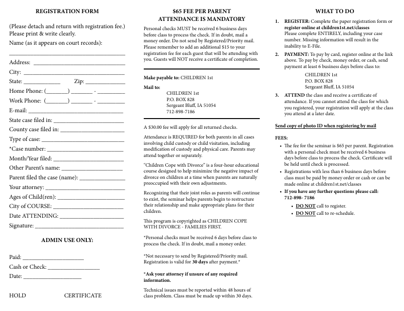 Children First Registration Form - Iowa, 2024