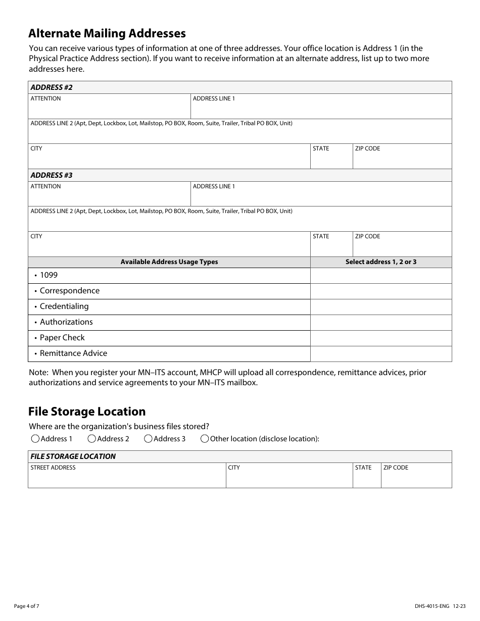 Form DHS-4015-ENG Home and Community Based Services (Hcbs) - Provider Enrollment Application - Minnesota Health Care Programs (Mhcp) - Minnesota, Page 4