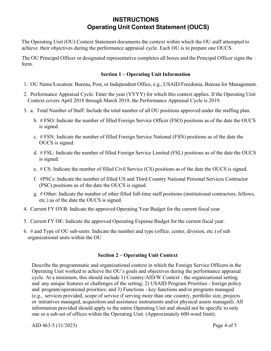 Form AID463-5 Operating Unit Context Statement, Page 4