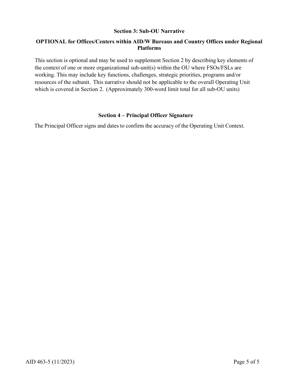 Form AID463-5 Operating Unit Context Statement, Page 5
