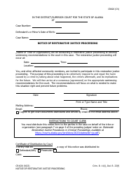 Document preview: Form CR-820 Notice of Restorative Justice Proceeding - Alaska