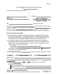 Document preview: Form PG-653 Notice to Minor of Guardian's Appointment and of Right to Object - Alaska