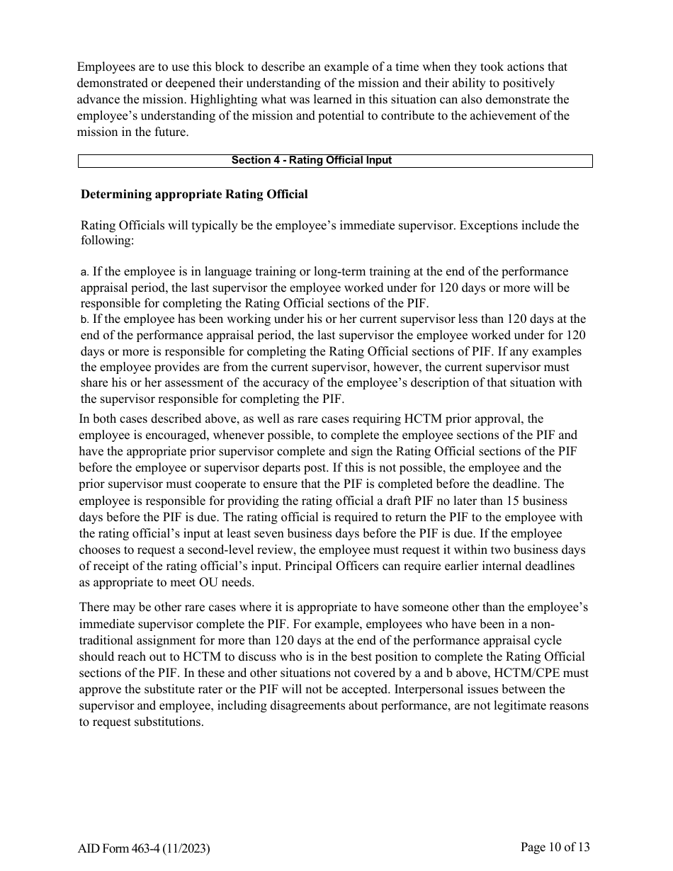 Form AID463-4 Foreign Service Promotion Input Form, Page 10