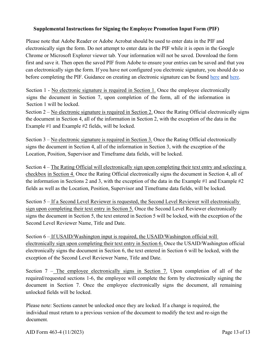 Form AID463-4 Foreign Service Promotion Input Form, Page 13