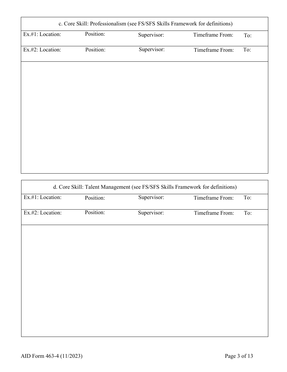 Form AID463-4 Foreign Service Promotion Input Form, Page 3