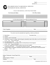 Document preview: Form 611 Child Care Medical Certification Form - Delaware