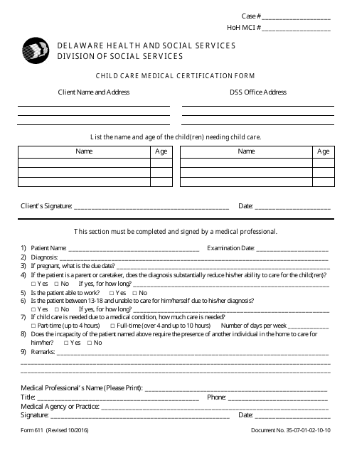 Form 611  Printable Pdf