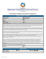 Document preview: Authorization to Release Information for Employment - Oklahoma