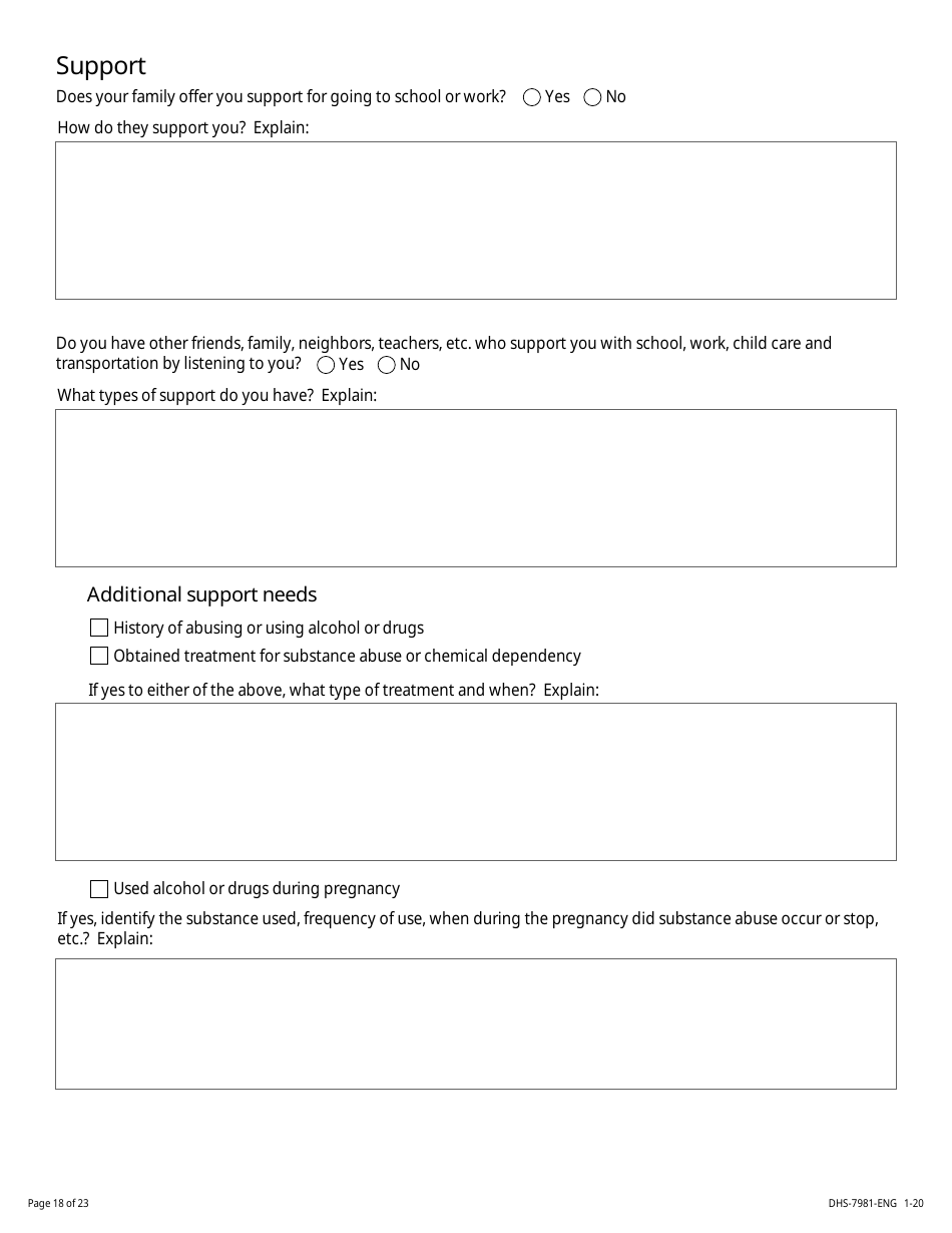 Form DHS-7981-ENG Minor Parent Assessment and Service Plan - Minnesota, Page 18