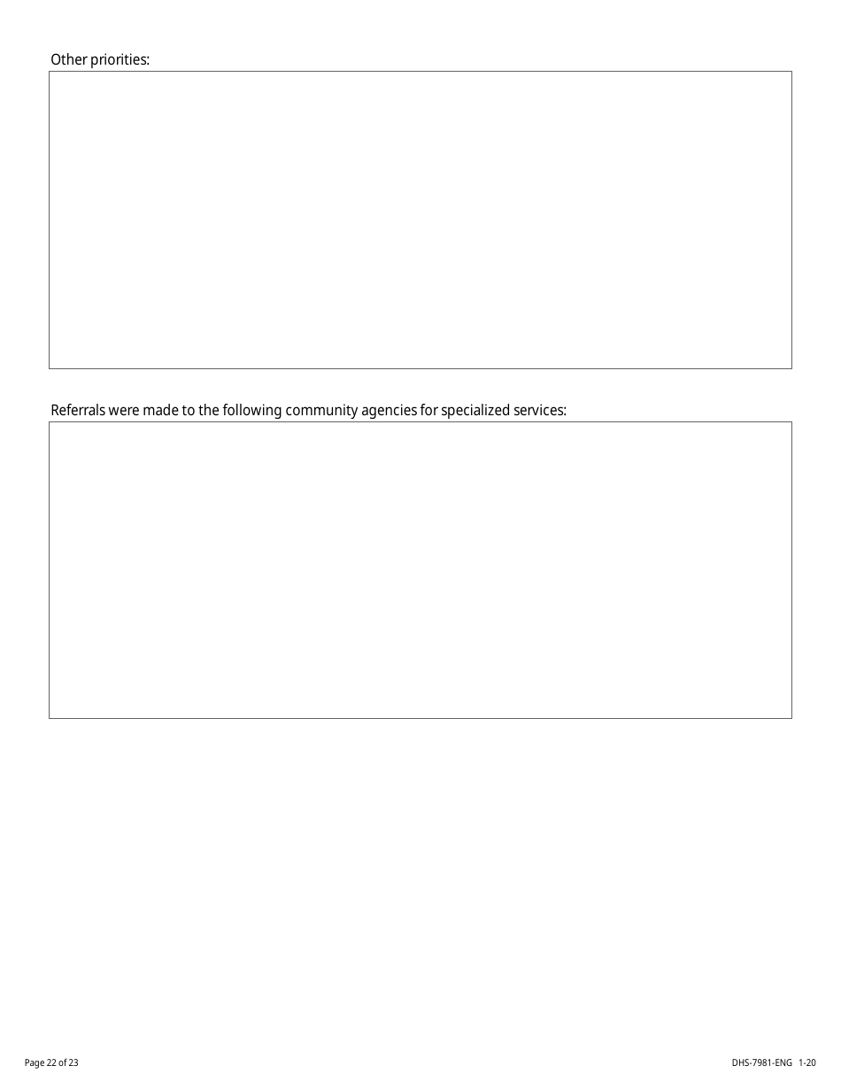 Form DHS-7981-ENG Minor Parent Assessment and Service Plan - Minnesota, Page 22