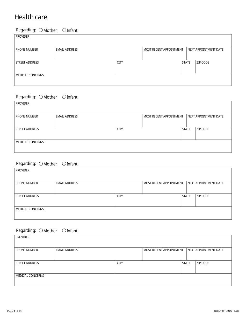 Form DHS-7981-ENG Minor Parent Assessment and Service Plan - Minnesota, Page 4