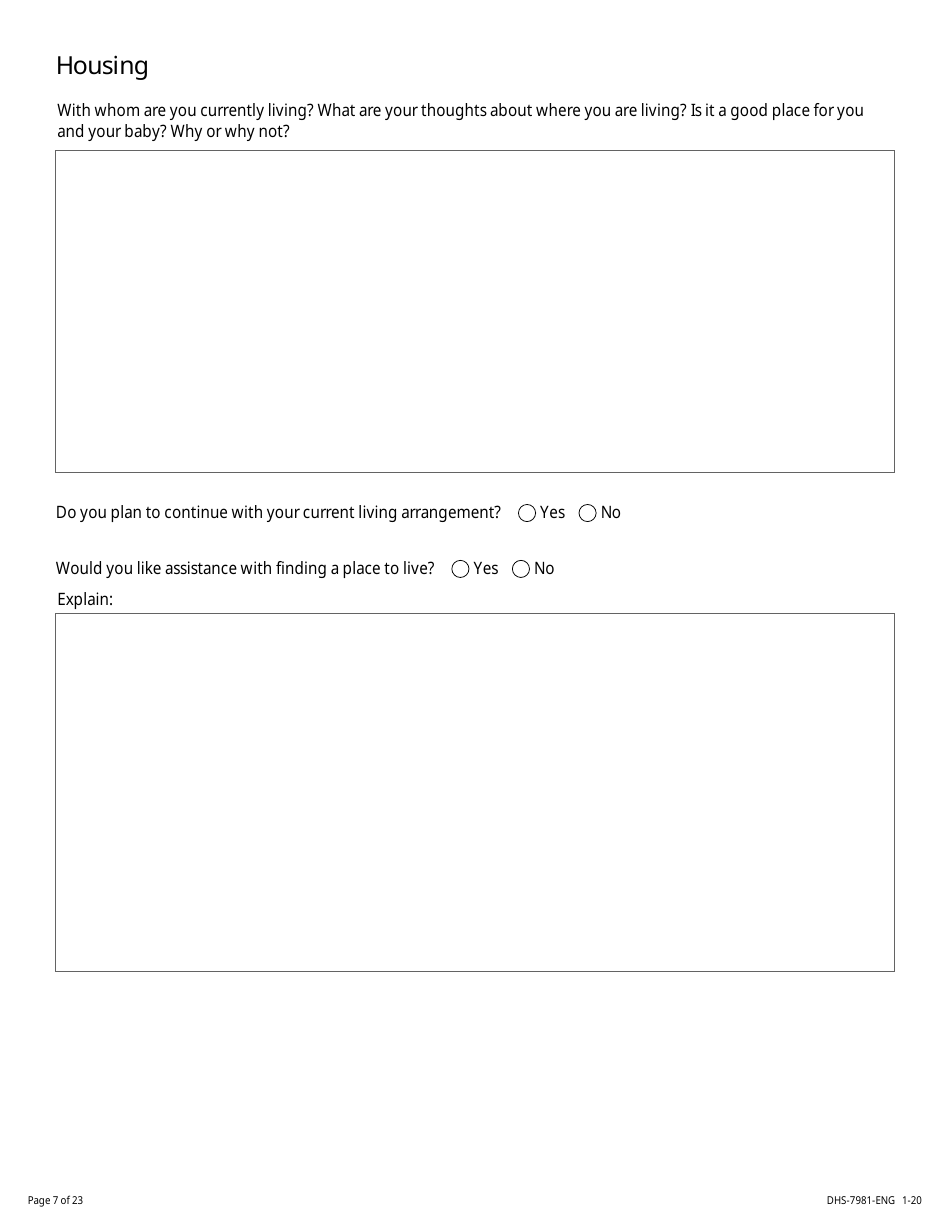 Form DHS-7981-ENG Minor Parent Assessment and Service Plan - Minnesota, Page 7