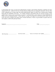 Insurance and Benefit Change Form - City of Corpus Christi, Texas, Page 2