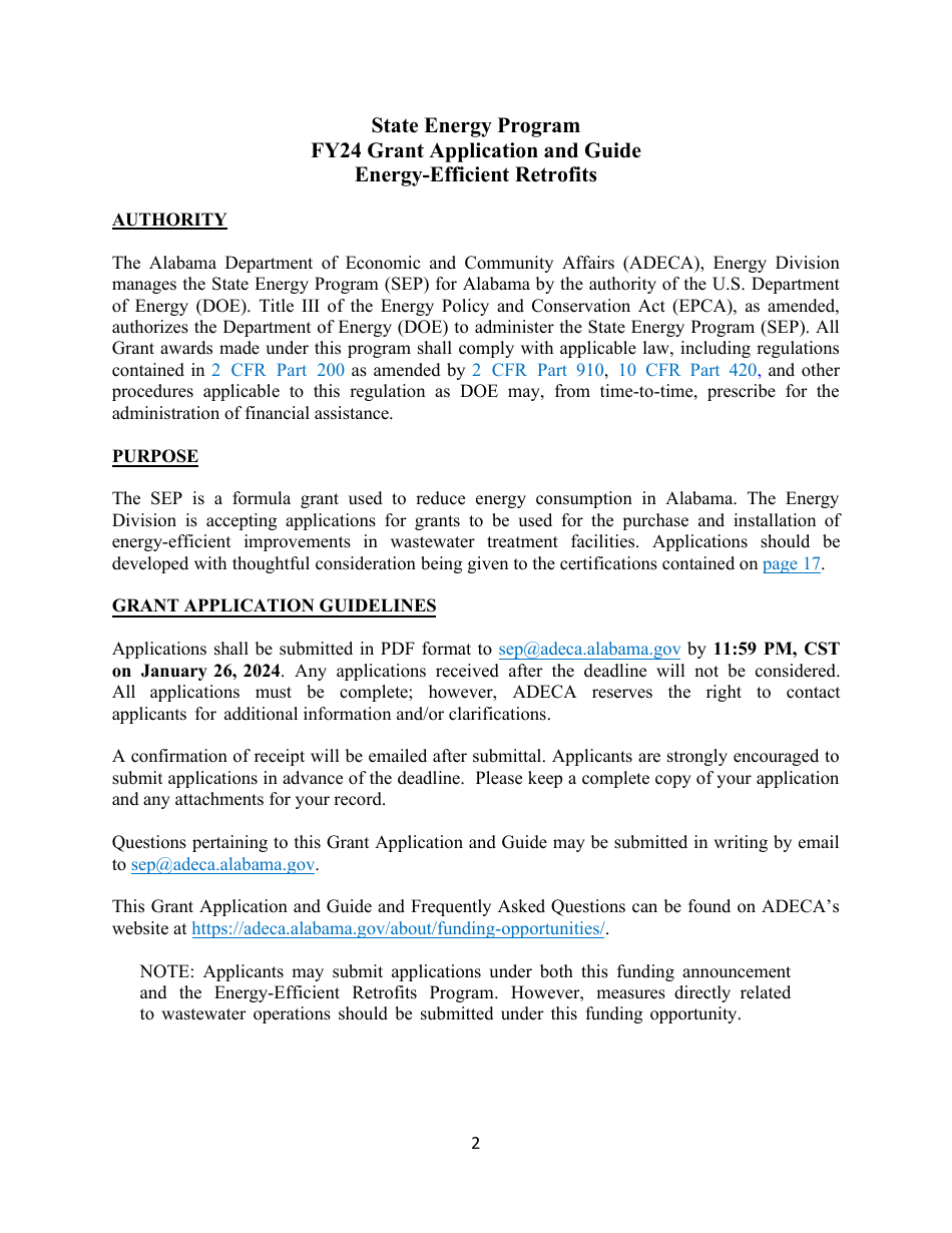 Energy-Efficient Retrofits of Wastewater Treatment Facilities Grant Application - Alabama, Page 3