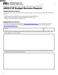 Document preview: Form DHS-8448-ENG Amhi/CSP Budget Revision Request - Minnesota