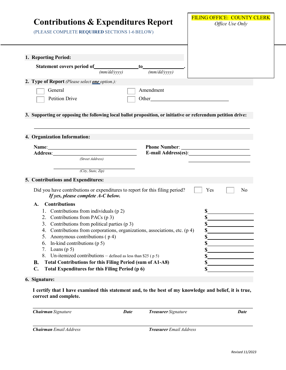 Statement of Contributions and Expenditures - Organization - Wyoming, Page 2
