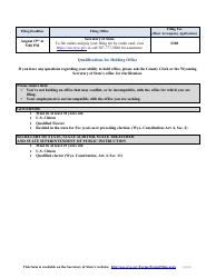 Application for Minor and Provisional Party Candidates - Statewide Offices - Wyoming, Page 2