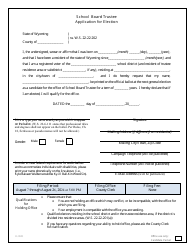 Document preview: Application for Election - School Board Trustee - Wyoming