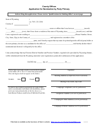 Document preview: Application for Nomination by Party Primary - County Offices - Wyoming