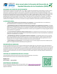 Formulario De Participacion En La Encuesta Seed - Oregon (Spanish)